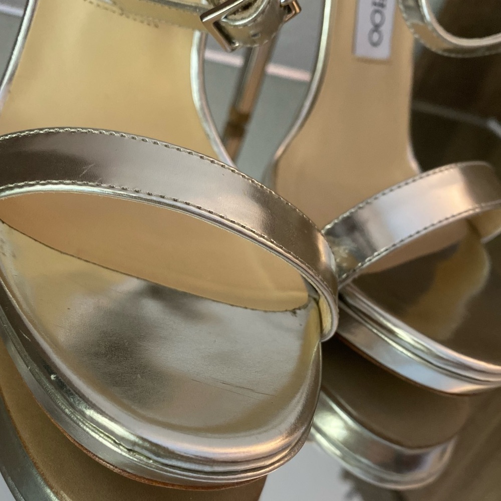 New Jimmy Choo Claudette 120 silver 37 $975 - Picture 6 of 9